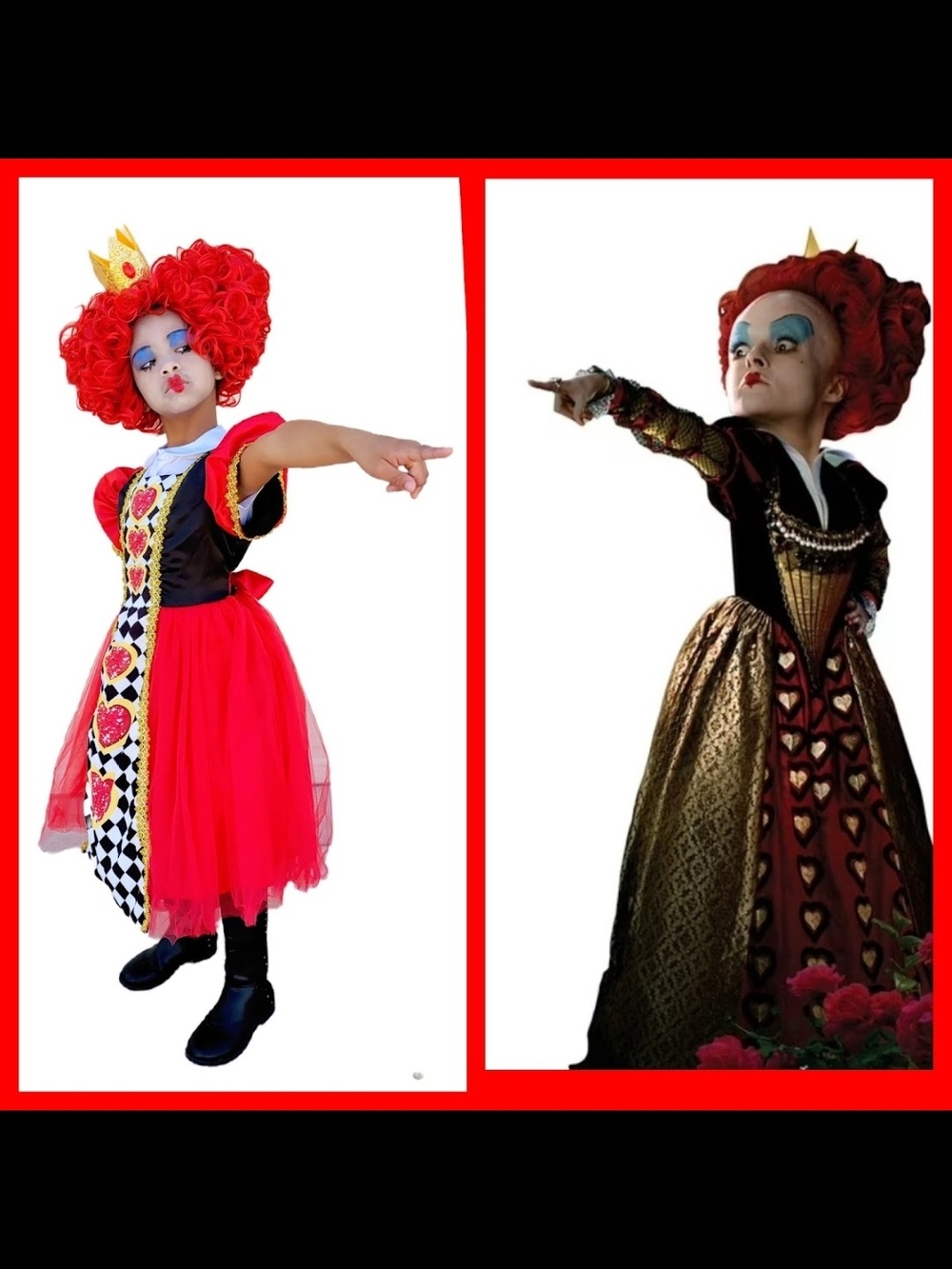 Red Queen Kids Costume Dress with Crown